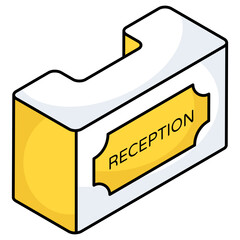 A flat design icon of reception desk