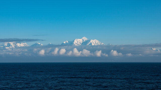 beautiful natural mountainscape with sea horizon. scenery and peaceful mountainscape