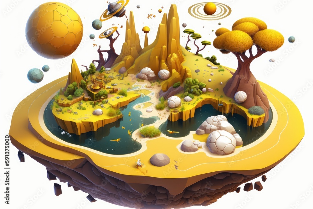 Aufkleber surreal floating island in a cloudy sky. generative ai