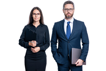 business secretary and manager isolated on white background. business secretary and manager