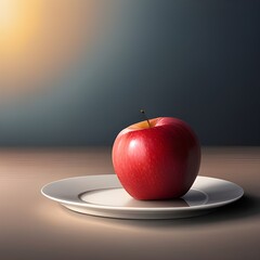 red apple on a plate