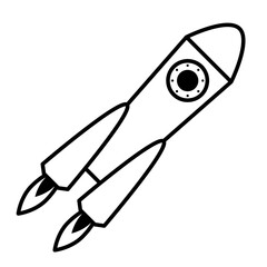 Rocket with two engines. Spaceship in outline style.