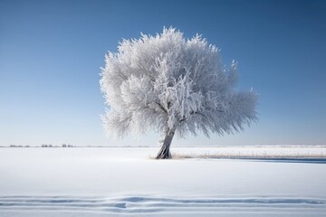 Obraz na płótnie Canvas solitary tree in a winter landscape. Generative AI