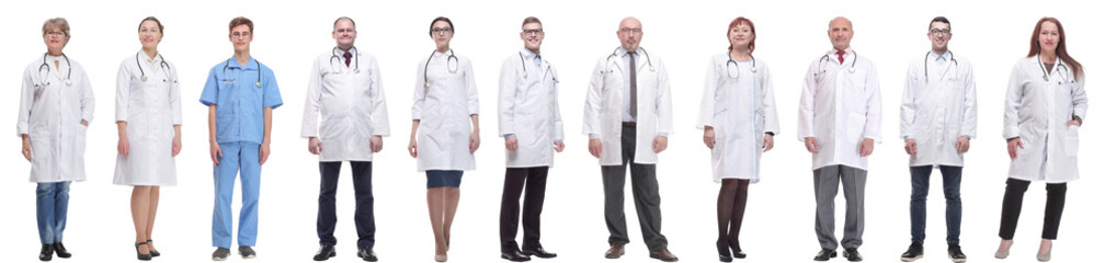 Fototapeta premium group of doctors in full length isolated on white