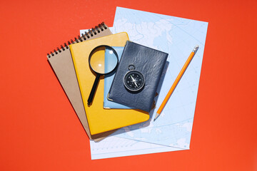 Business navigate concept with compass, top view