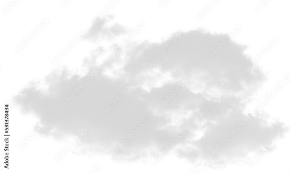 Sticker fluffy white cloud element on transparent background