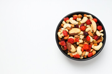 Tasty food concept - delicious dried fruits, space for text