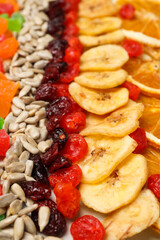 Tasty food concept - delicious dried fruits, tasty dried food