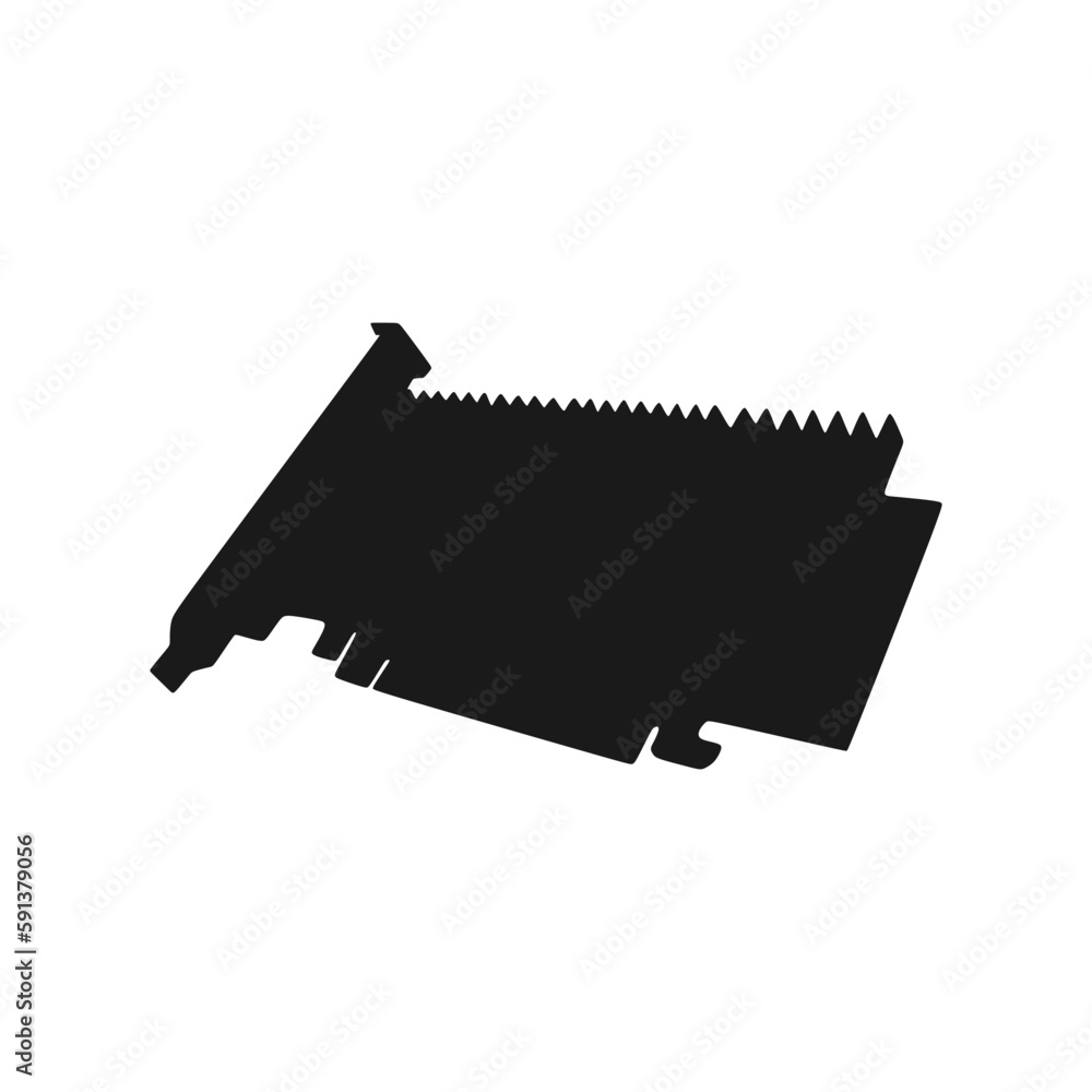 Poster silhouette of computer graphics cards or vga card in low profile mode without fan. video card for fo
