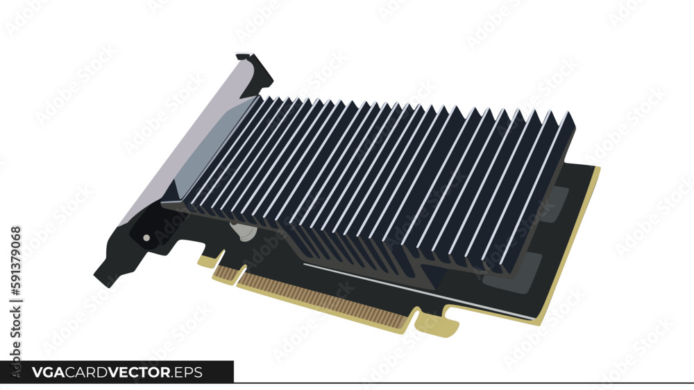 Poster computer graphics cards or vga card in low profile mode without fan. video card for for gaming, rend