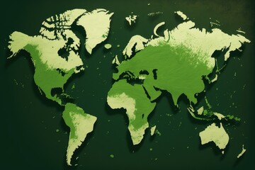 world map with a green background and countries labeled. Generative AI