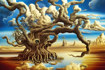 Naklejka premium Abstract surreal background, modern art illustration. Generative Ai.