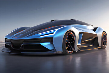 Plakat Electric supercar sci fi design, fantastic sports car modern project. Generative Ai.