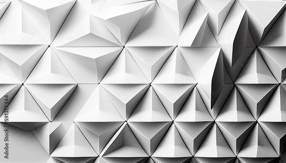 Poster white background with triangle mosaic, triangle, mosaic. generative ai