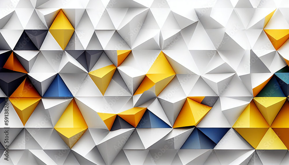 Poster white background with triangle mosaic, triangle, mosaic. generative ai