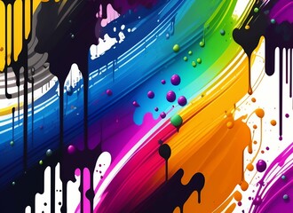 Obraz premium graffiti background dripping paint, spray paint, many colors watercolor panting, colorful texture concept generative ai