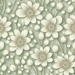 Flowers, seamless texture for fabric, wallpaper. Created by a stable diffusion neural network.