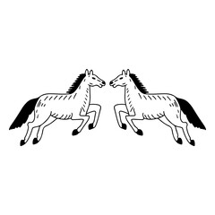 vector illustration of two horses