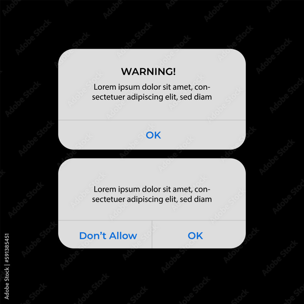 Poster iphone notification boxes template. smartphone warning or message interface. vector illustration. an