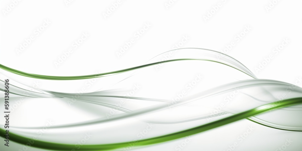 Poster bend line curves green in line art style on white background. modern minimal style. light background