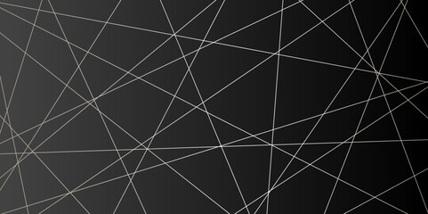 Geometric random chaotic white lines with many squares and triangles shape on black background.