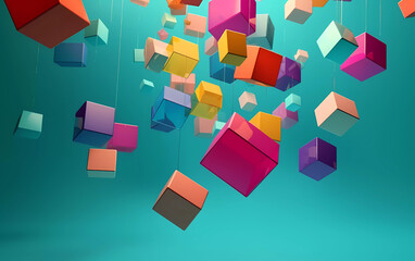 Fototapeta na wymiar abstract background with colorful cubes