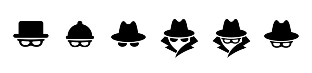 Spy icon vector or incognito icon, logo illustration 10 eps. - obrazy, fototapety, plakaty