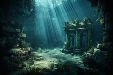 The sunken city, a world abandoned to the depths of the ocean. Generative AI