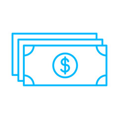 Money Office and Business Icons with blue outline style. cash, money, payment, symbol, business, finance, dollar. Vector Illustration