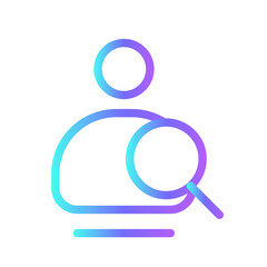 Looking for client office and business Icons with purple blue outline style. client, find, business, people, search, company, look. Vector Illustration