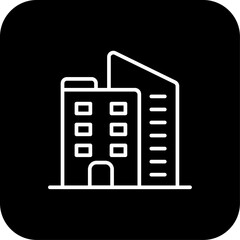 Office building Office and Business Icons with black filed outline style. city, building, office, icon, architecture, symbol, apartment. Vector Illustration