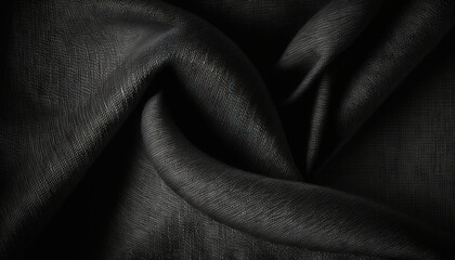Dark grey fabric cloth texture for background, crumpled cotton. Generative AI