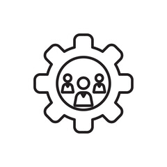 Teamwork office and business icons with black outline style. person, outline, partnership, group, human, management, sign. Vector Illustration