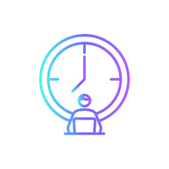 Working time office and business icons with purple blue outline style. set, management, thin, timer, graphic, minute, fast. Vector Illustration