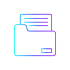 Folder office and business icons with purple blue outline style. organize, element, isolated, data, office, template, flat. Vector Illustration