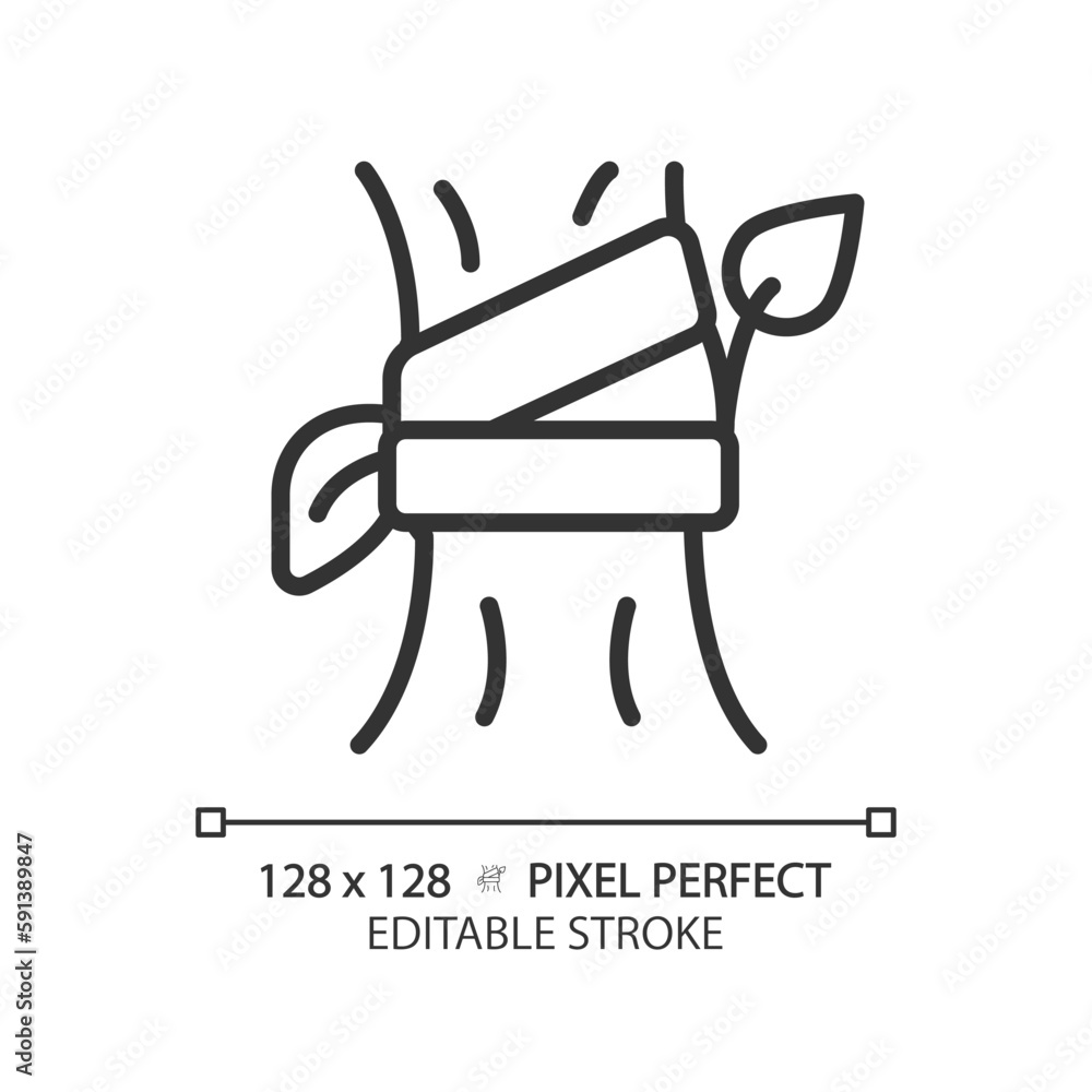 Poster Grafting linear icon. Plant propagation. Vegetative reproduction. Fruit tree. Horticultural technique. Thin line illustration. Contour symbol. Vector outline drawing. Editable stroke