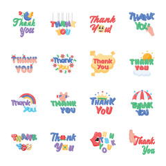Bundle of Thank You Lettering Flat Stickers 

