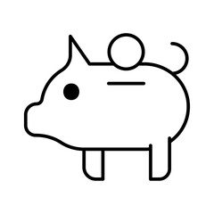 Savings finance icons with black outline style. coin, payment, bank, dollar, thin, finance, savings. Vector Illustration