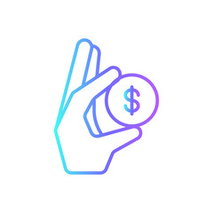Coin finance icons with purple blue outline style. tax, market, income, web, pay, graphic, credit. Vector Illustration