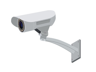 CCTV, IP Camera, and surveillance system security camera monitoring equipment with security camera mounts and brackets on wall. Closed-circuit Wireless Security Camera System. Vector.