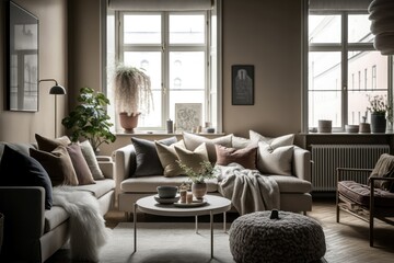Modern home interior, living room Generative AI
