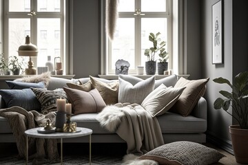 Modern home interior, living room Generative AI
