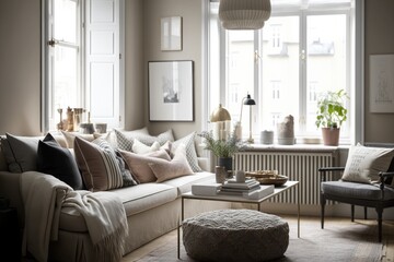 Modern home interior, living room Generative AI

