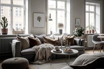 Modern home interior, living room Generative AI