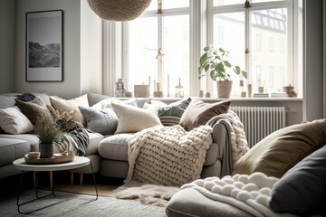 Modern home interior, living room Generative AI