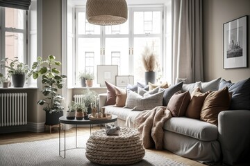 Modern home interior, living room Generative AI
