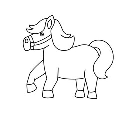 Pony Character Black and White Vector Illustration Coloring Book for Kids