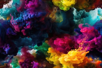 Naklejka na ściany i meble Colorful Exploding Clouds of Color Underwater Oil Colors Seamless Repeating Repeatable Texture Pattern Tiled Tessellation Background Image 