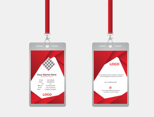 Simple Red Graphic ID Card Template. Modern and creative company employee id card design bundle | office staff identity.