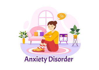 Anxiety Disorder Illustration with Frustrated Person, Nervous Problem and Confusion in Flat Cartoon Depression or Mental Health Hand Drawn Templates